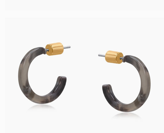 Annalise Petite Resin Hoop Earrings - Grey