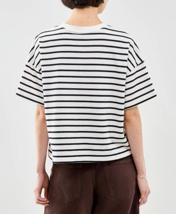 CHILLI 2/4 STRIPE T-SHIRT - Cloud Dancer / Black