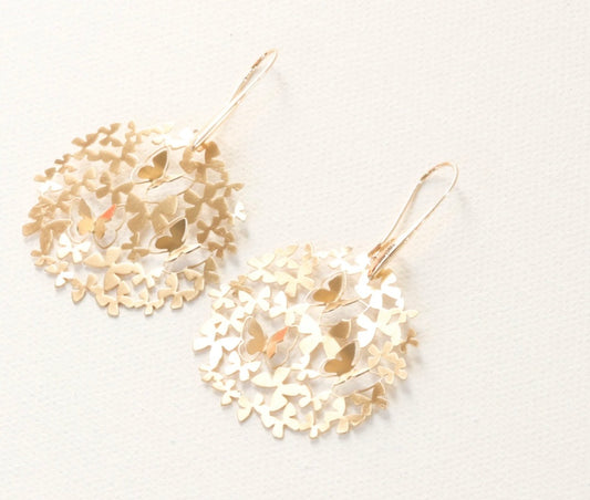 Butterfly Swarm Drop Earrings - Gold