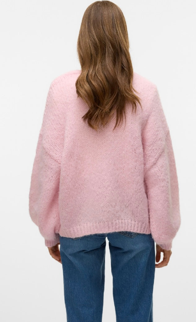 MAYBE LS OPEN CARDIGAN - Parfait pink