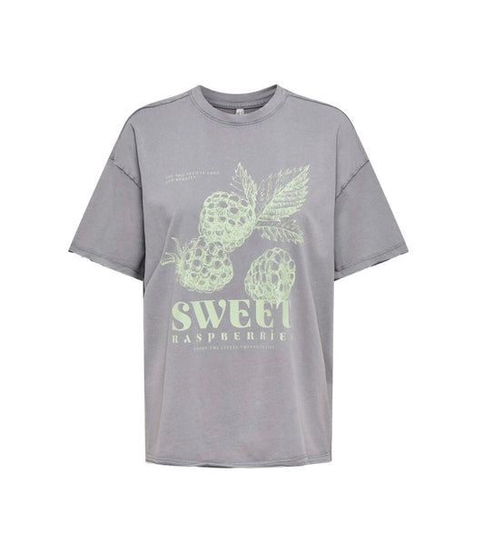 KINNA Oversized Top - Silver Sconce / Raspberry