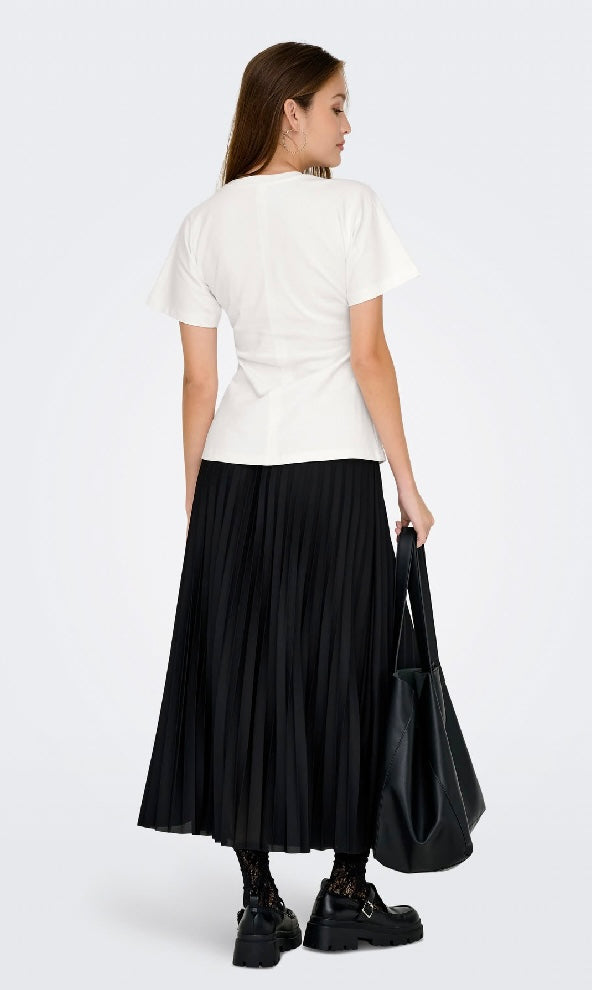 MARIE S/S RUCHING TOP - Cloud Dancer