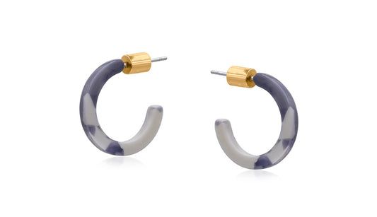 Delina Petite Resin Hoop Earrings - Blue