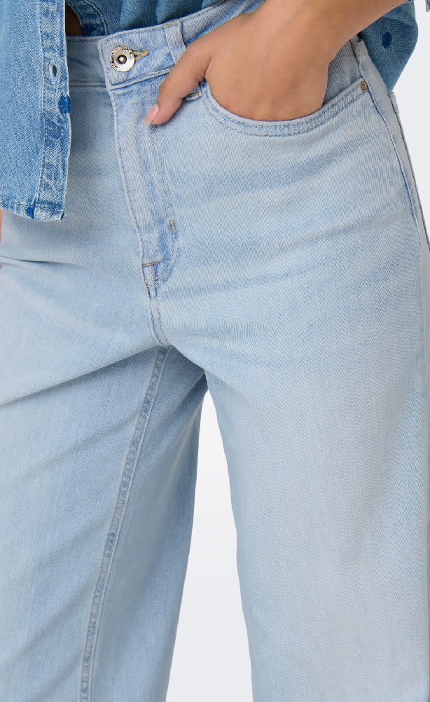 MADISON BLUSH HW WIDE JEAN - Light Blue