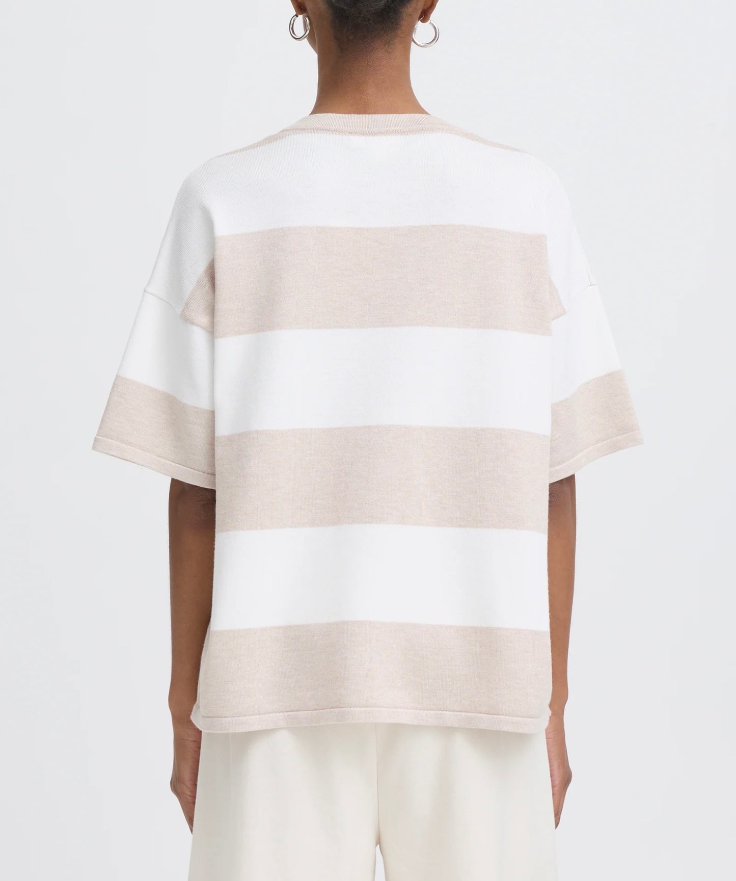 IHLULS WIDE STRIPE PULLOVER - Oatmeal