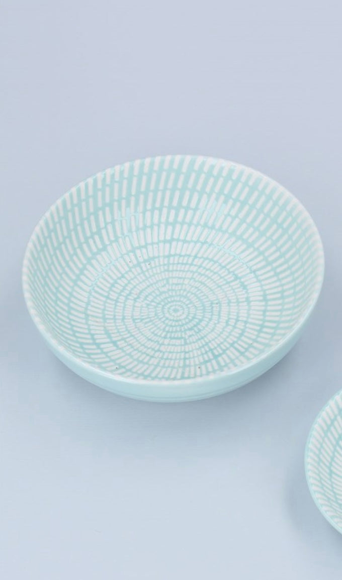 Medium Round Trinket Dish - Turquoise Stripe