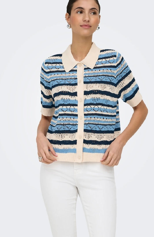 LUNA Polo Cardigan Knit - Allure / Night Sky