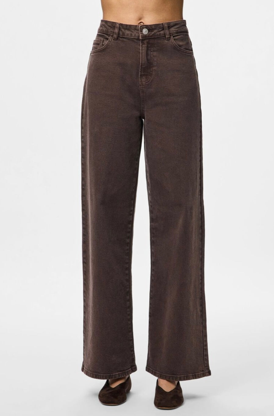 SELMA HW WIDE LEG JEANS - Hot Fudge
