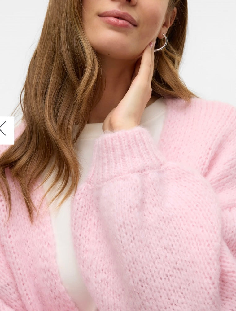 MAYBE LS OPEN CARDIGAN - Parfait pink