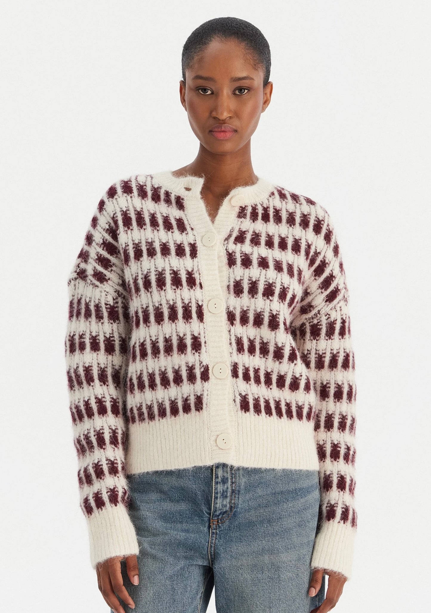 LISA CARDIGAN - Birch / Wine