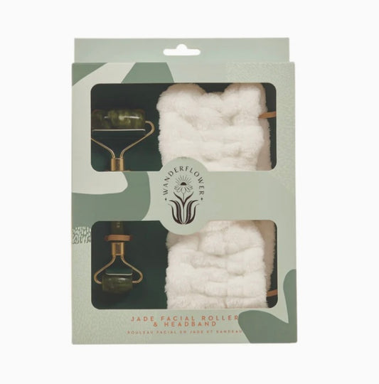Wanderflower Jade Face Roller & Headband