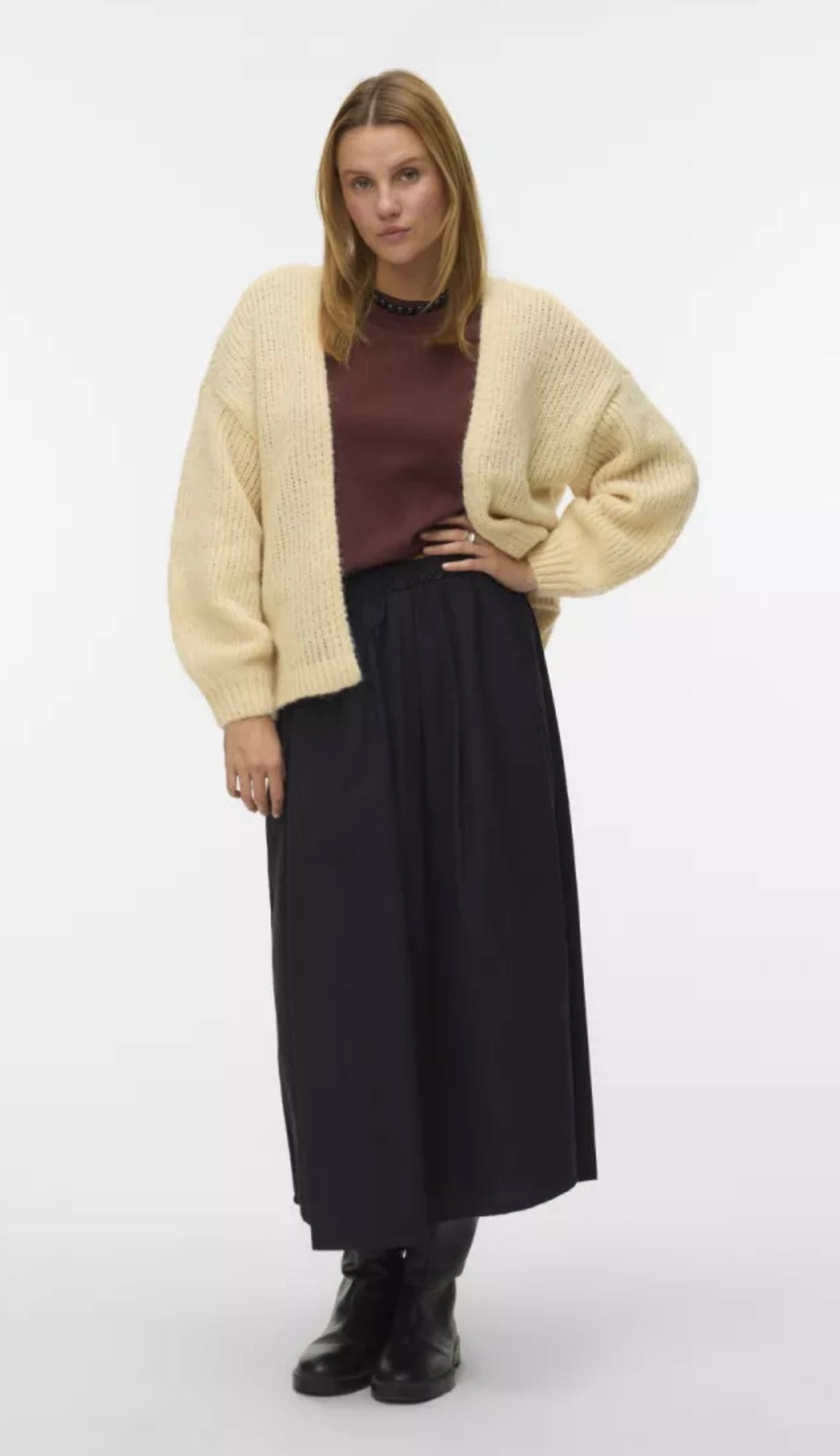 MAYBE Open Knit Cardigan - Pale Banana