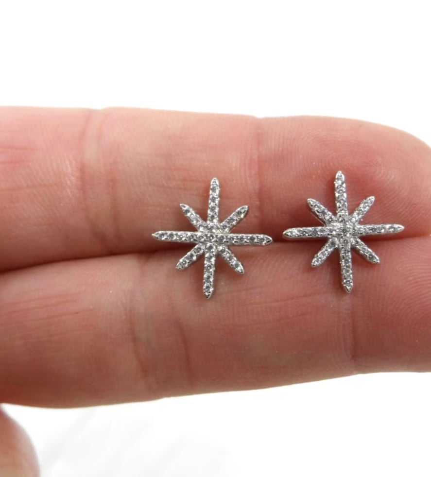 Sparkly Star Earrings - Silver