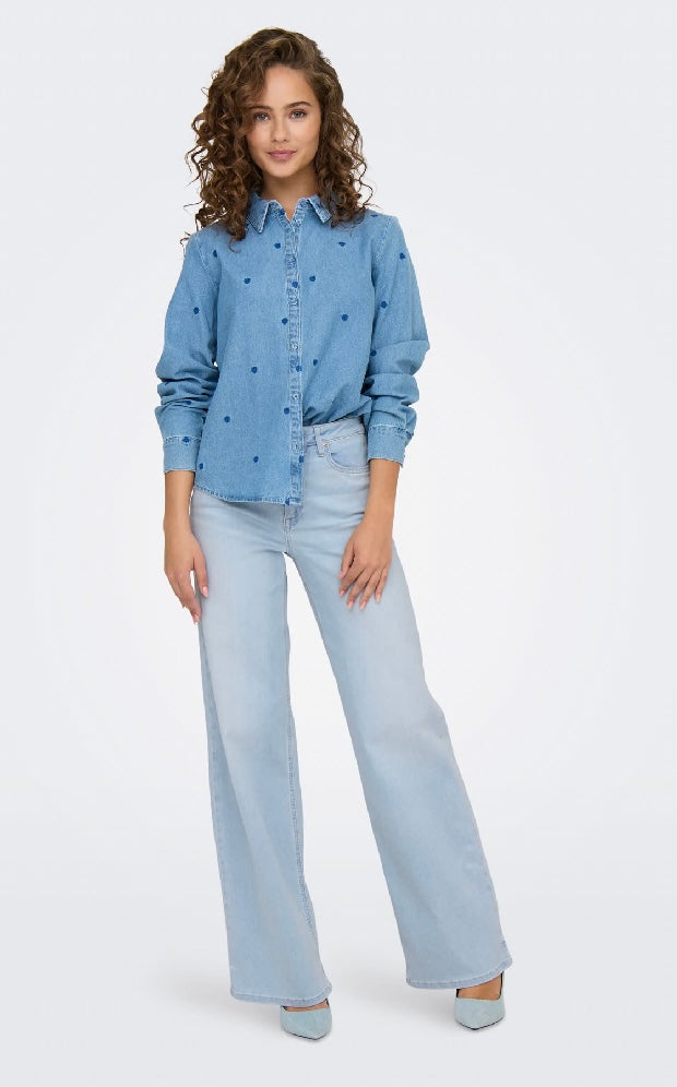 MADISON BLUSH HW WIDE JEAN - Light Blue