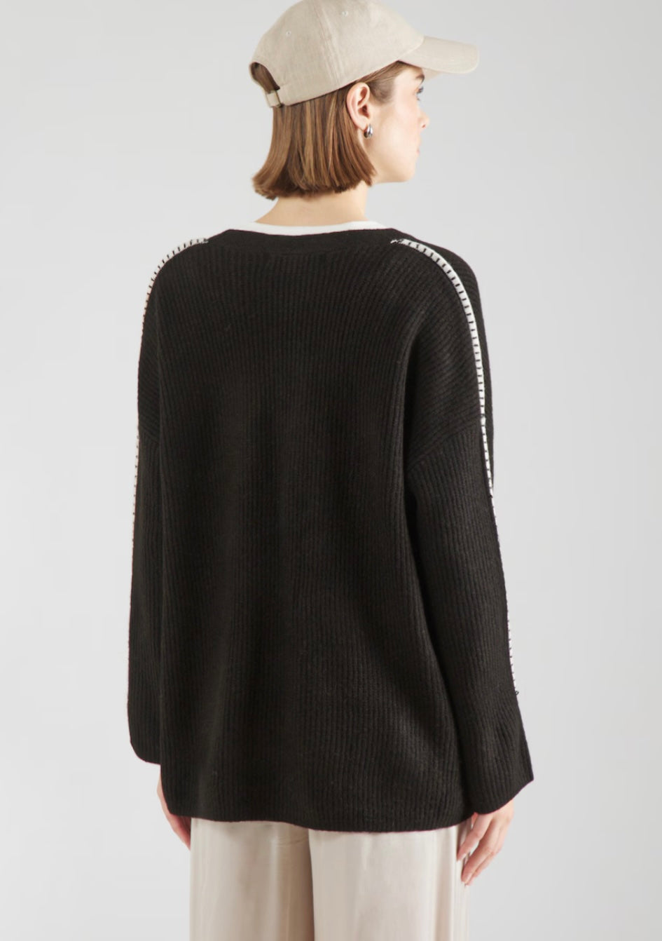 ZORA LS V-NECK OPEN CARDIGAN - Chocolate Torte/Birch