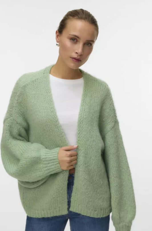 MAYBE Open Knit Cardigan - Fog Green