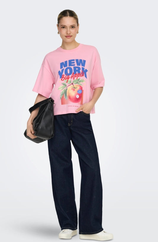 JOSSI O-Neck Box Tee - Romance Rose