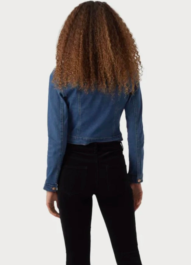 LUNA SLIM DENIM JACKET - Medium Blue