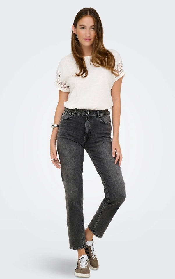 EMILY HR JEANS - Dark Grey Denim