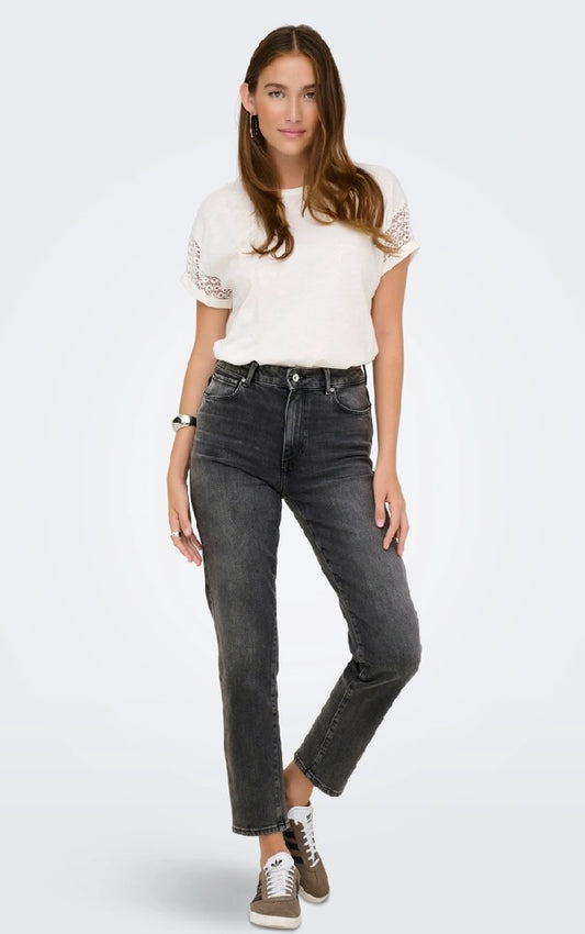 EMILY HR JEANS - Dark Grey Denim