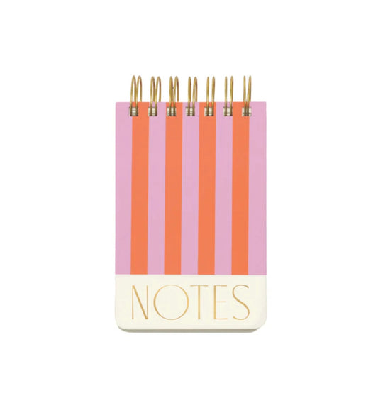 Twin Wire 'Notes' Notebook - Pink & Red Stripes