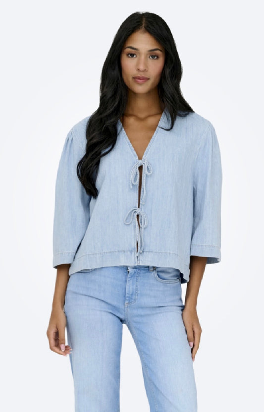 ZOLA 3/4 Denim Tie Top