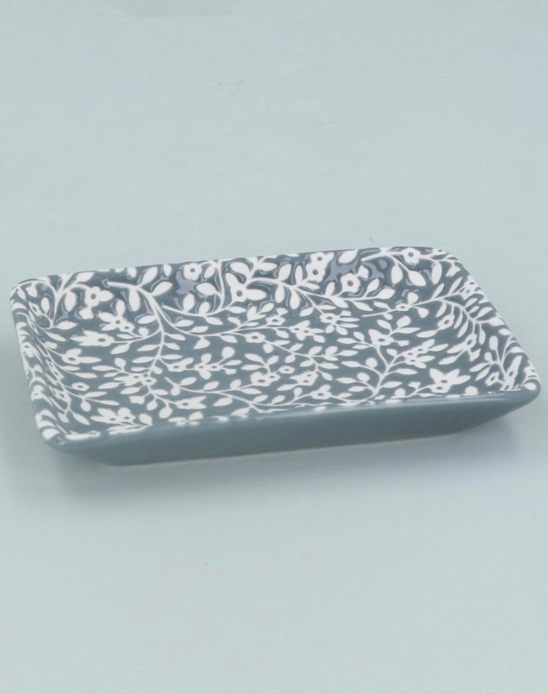 Small Trinket Dish - Dark Grey Floral Vine