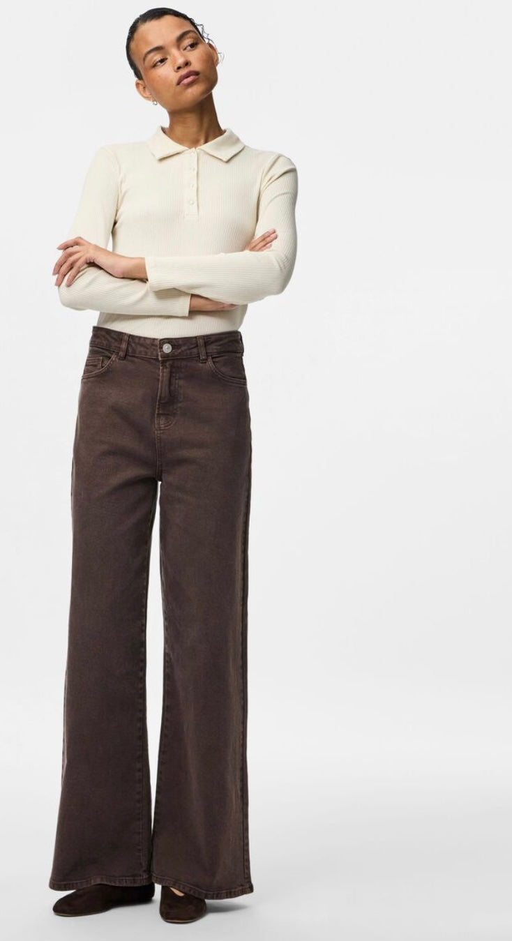 SELMA HW WIDE LEG JEANS - Hot Fudge