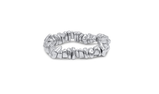 Organic silver bead stretched bracelet