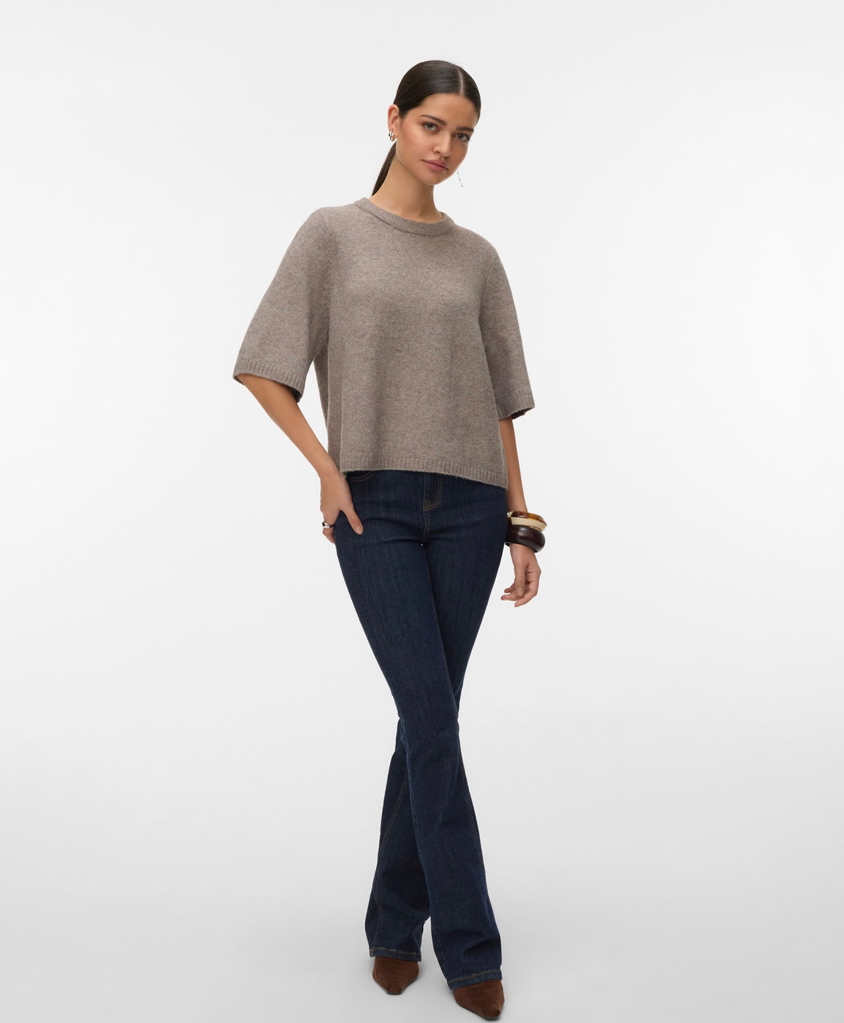 BOOM 2/4 O- NECK OVERSIZED PULLOVER - Moon Rock Melange