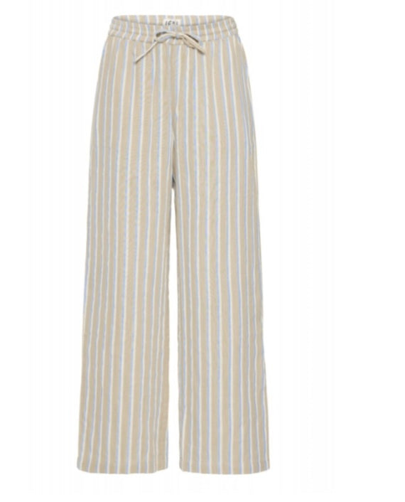 IAFOXA STRIPED BEACH PANT - Beige / Blue Stripe