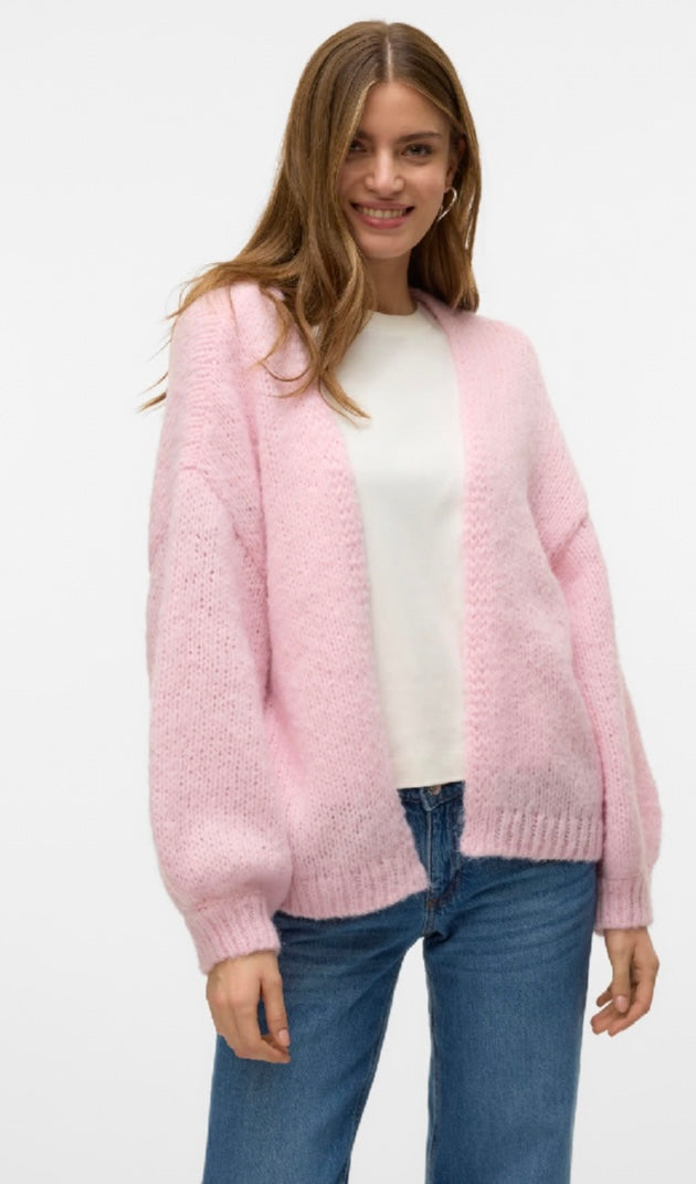 MAYBE LS OPEN CARDIGAN - Parfait pink