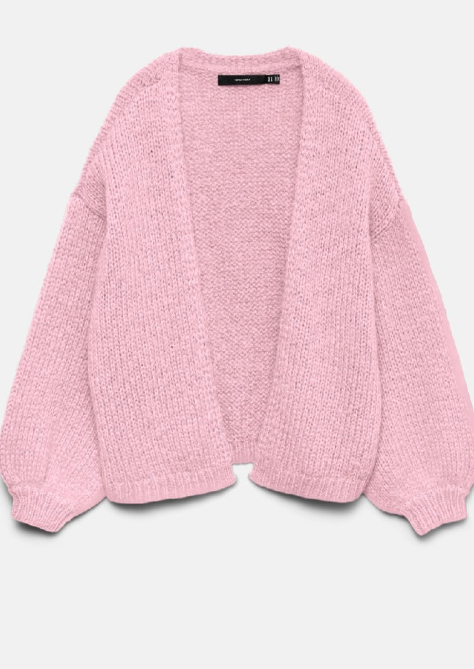 MAYBE LS OPEN CARDIGAN - Parfait pink