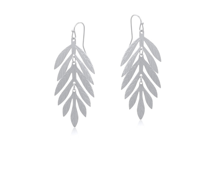 Silver leaf drop earrings