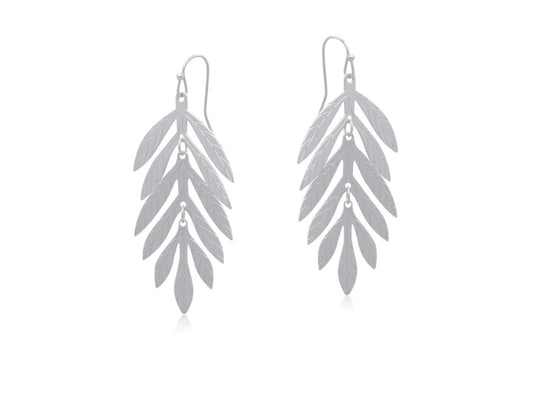 Silver leaf drop earrings