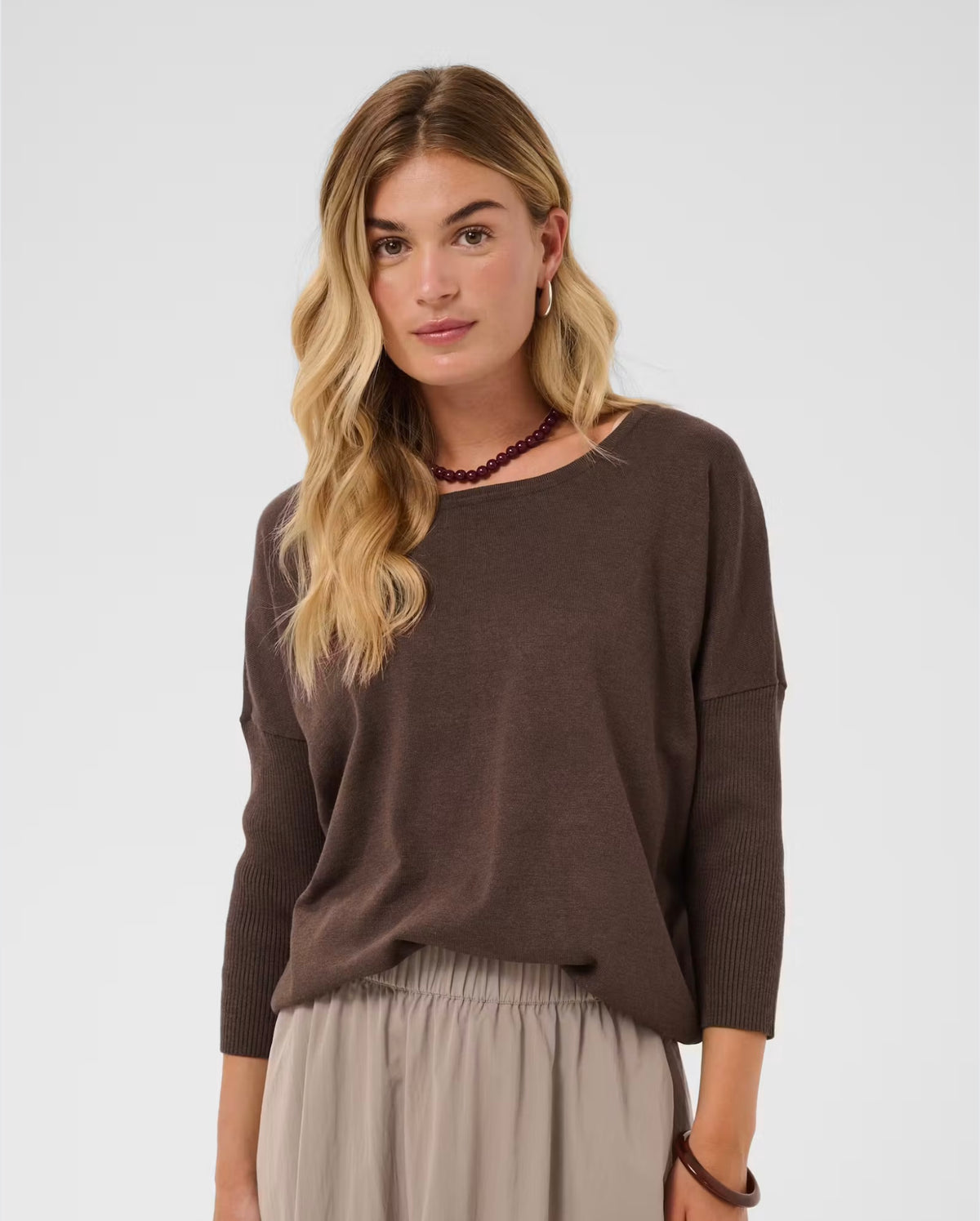 MILA R- NECK PULLOVER - Bracken Melange