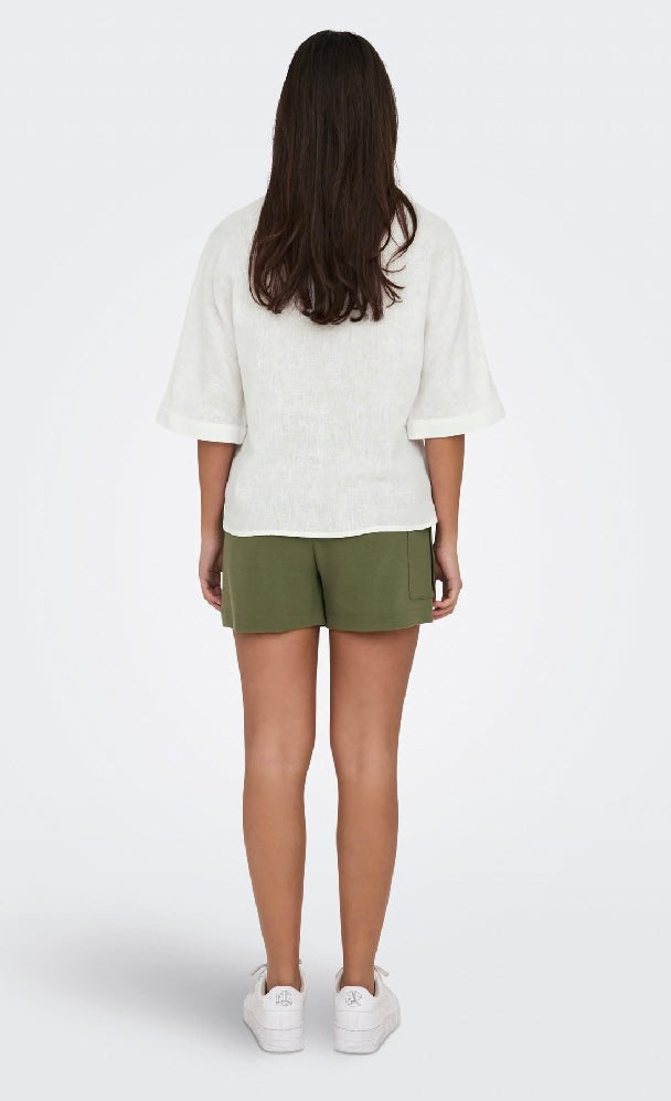 BRUXELLES SS LINEN SHIRT - Bright White