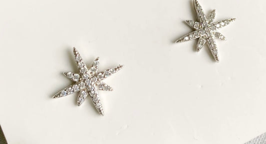 Sparkly Star Earrings - Silver