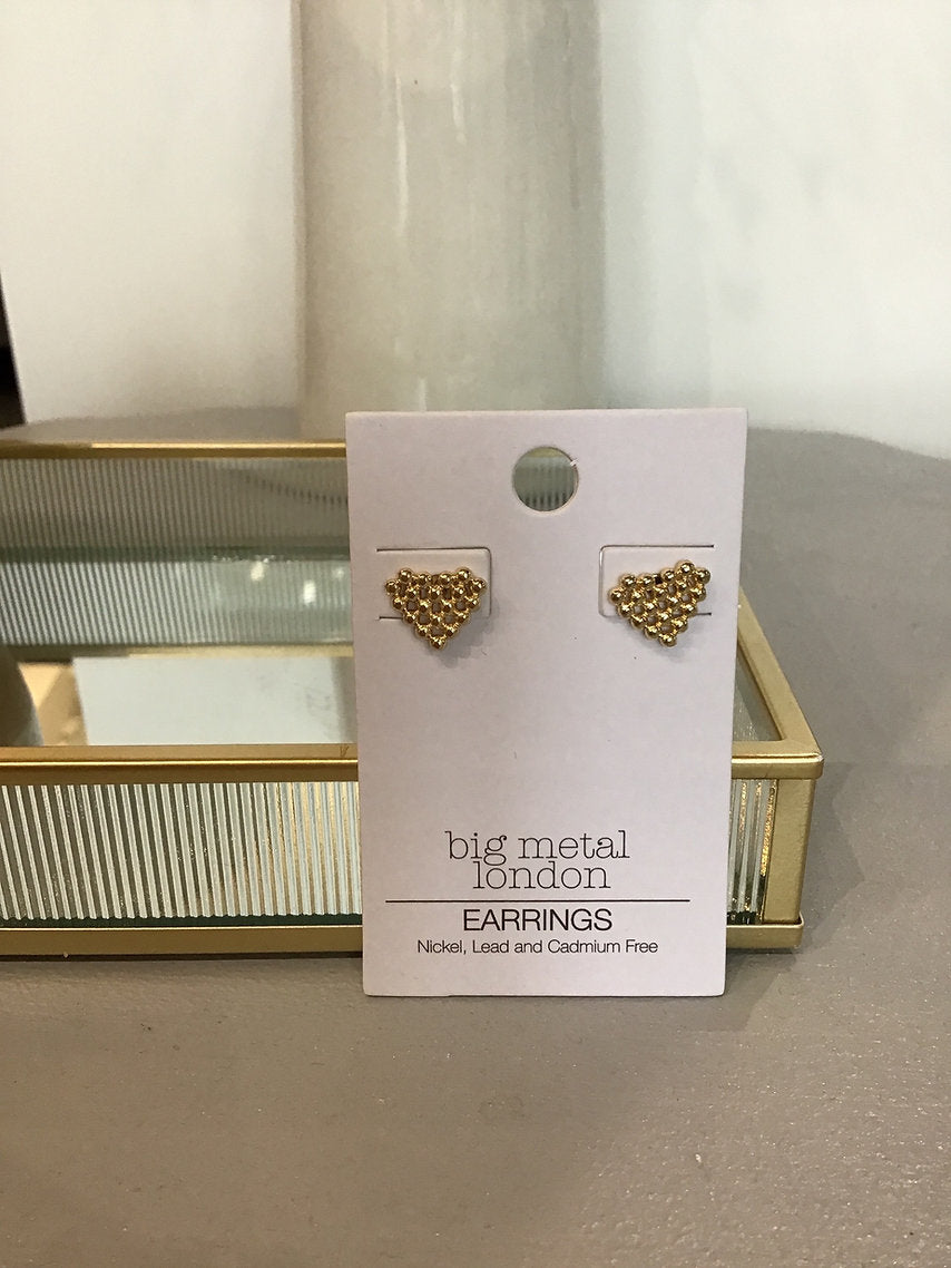 Rufina Pixel Heart Stud Earrings - Gold