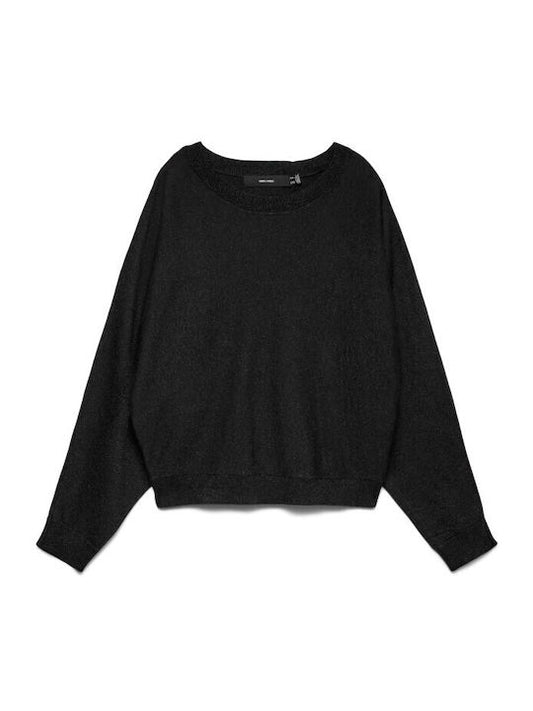 HAPPYGLITTER LS O-NECK BATWING PULLOVER - Black