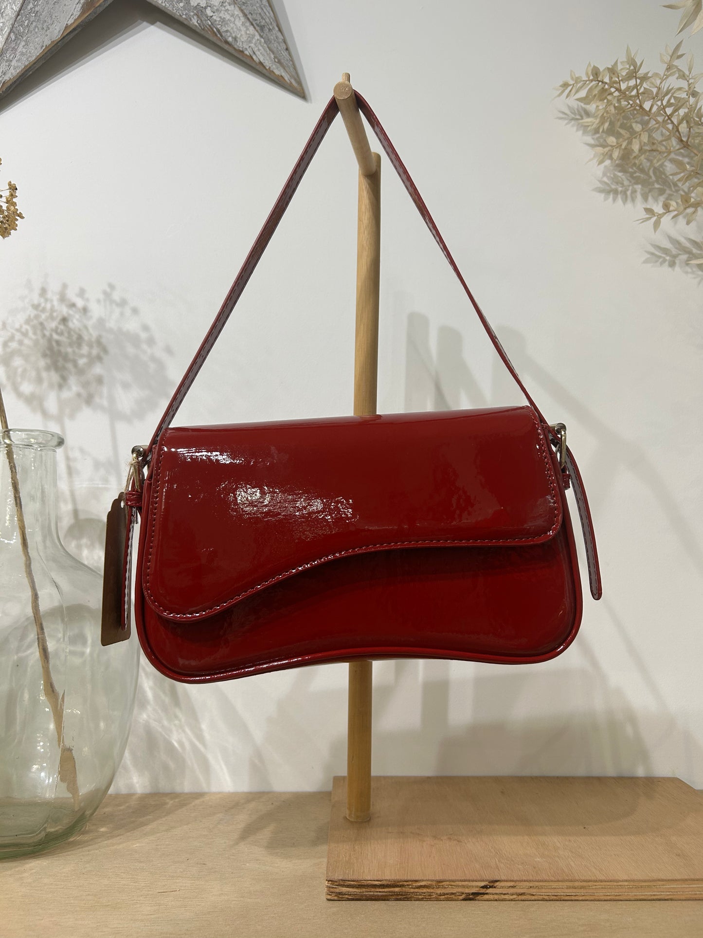 Patent Shoulder Bag - Red