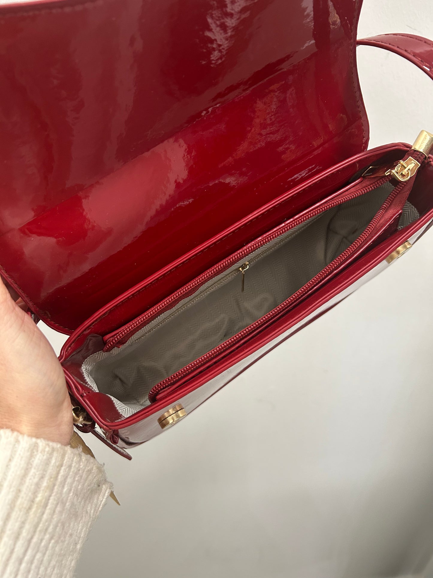 Patent Shoulder Bag - Red