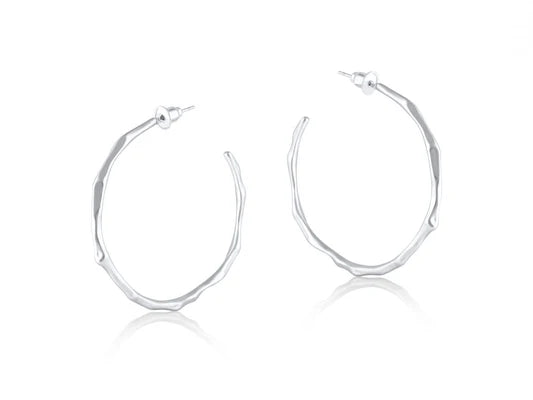 Matte Uneven Hoop - Silver