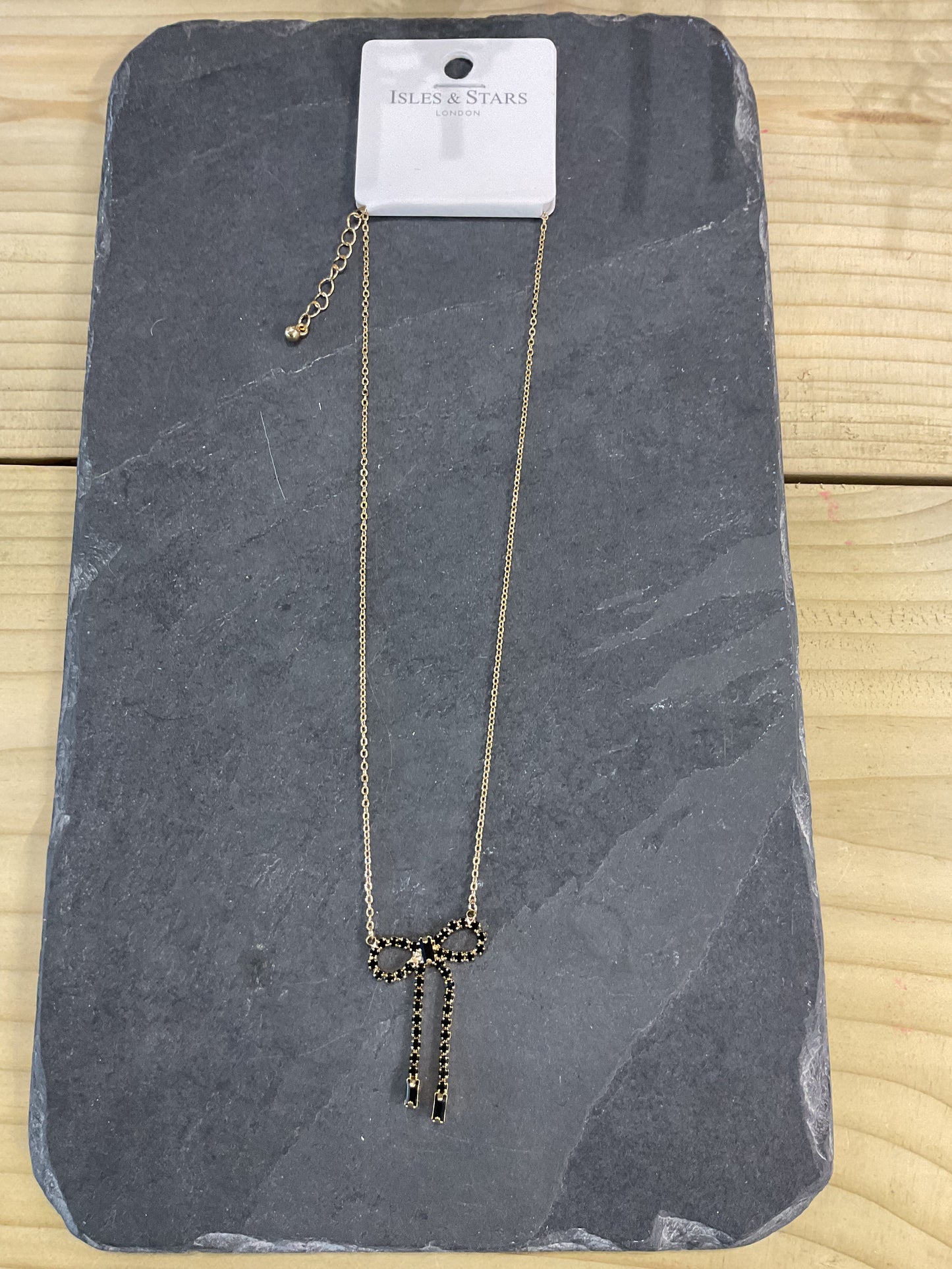 Sparkle Bow Necklace - Black/Gold