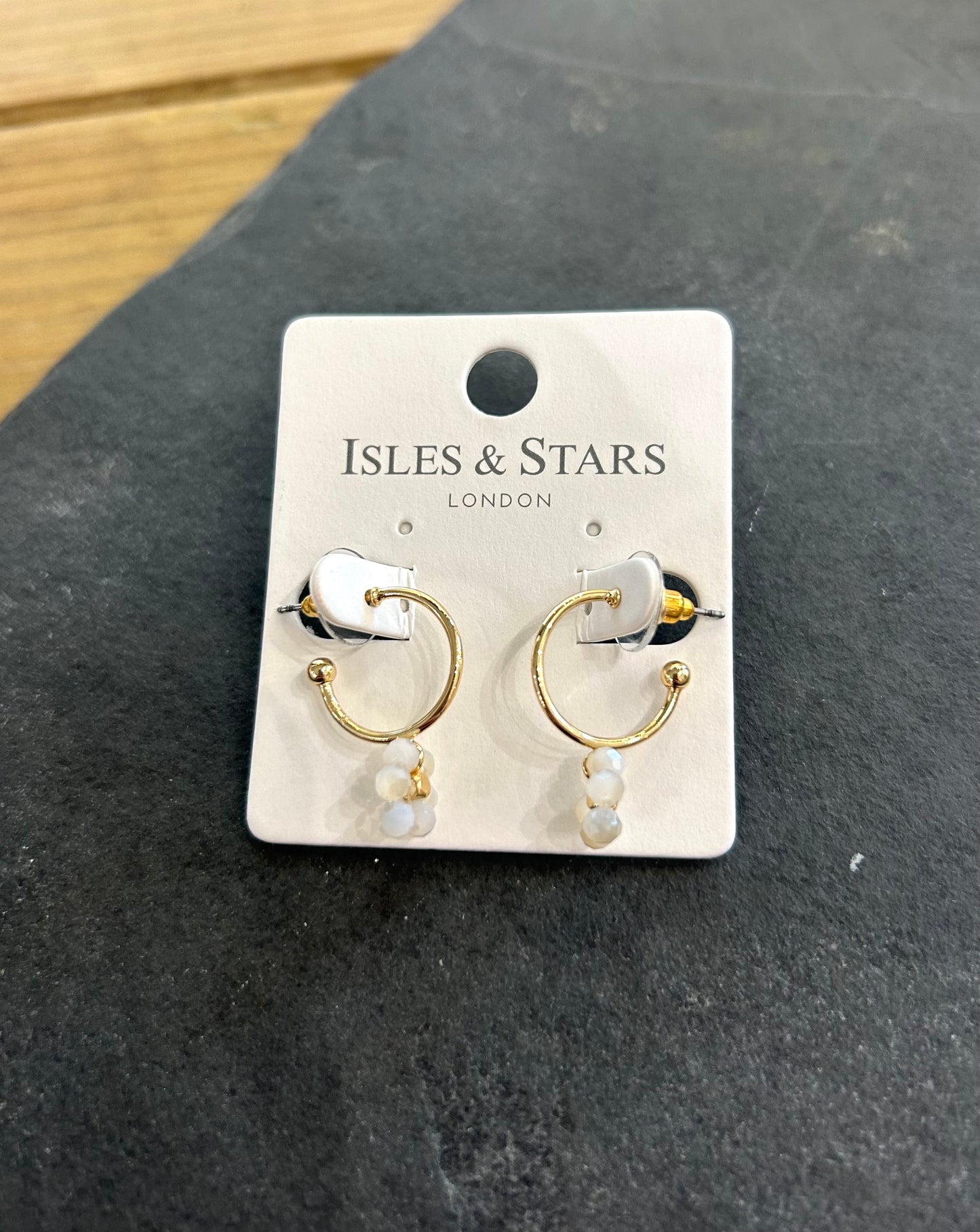 Flower Hoop Earrings - Gold/ White