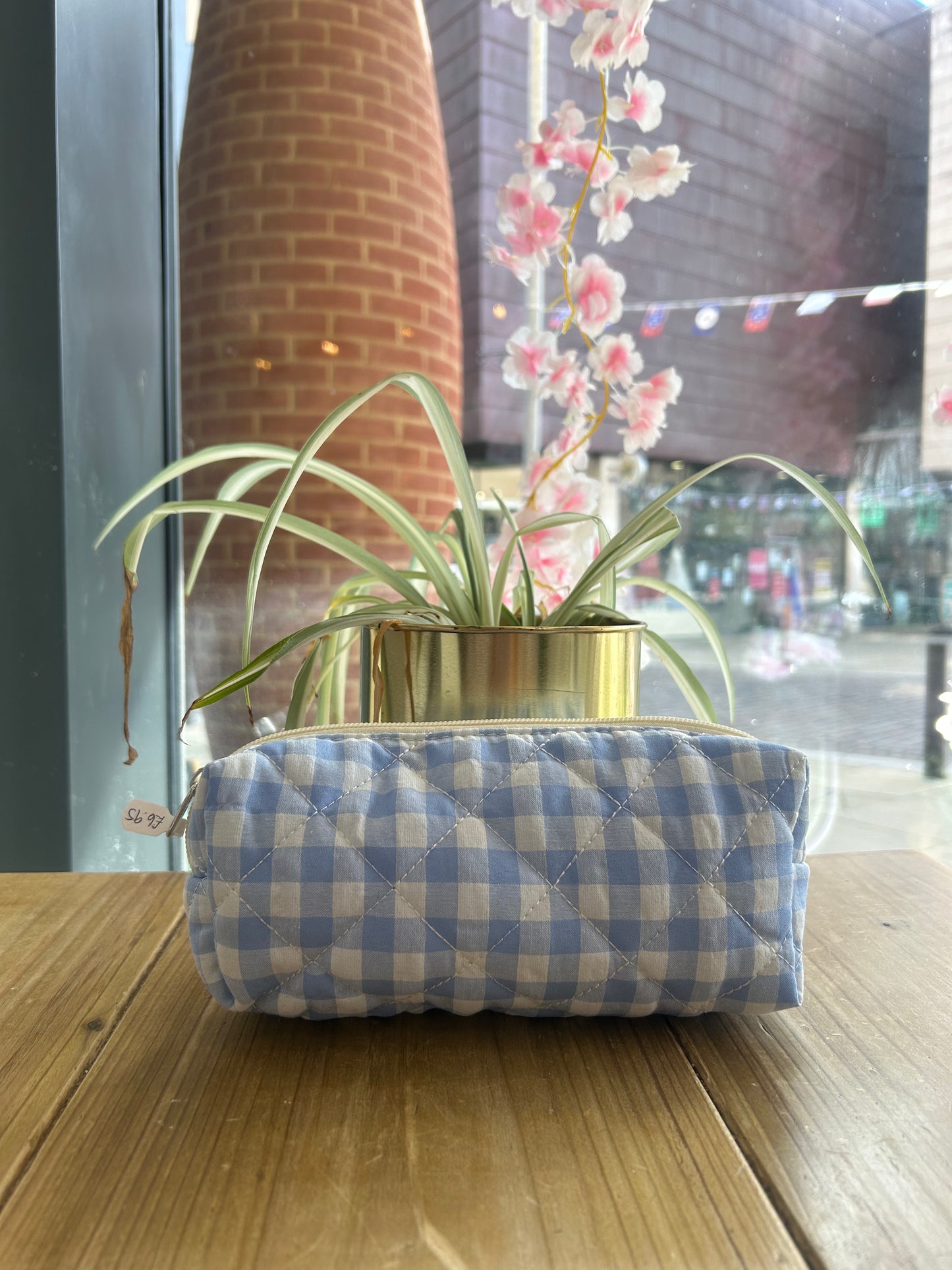 Blue Gingham Wash Bag - Small