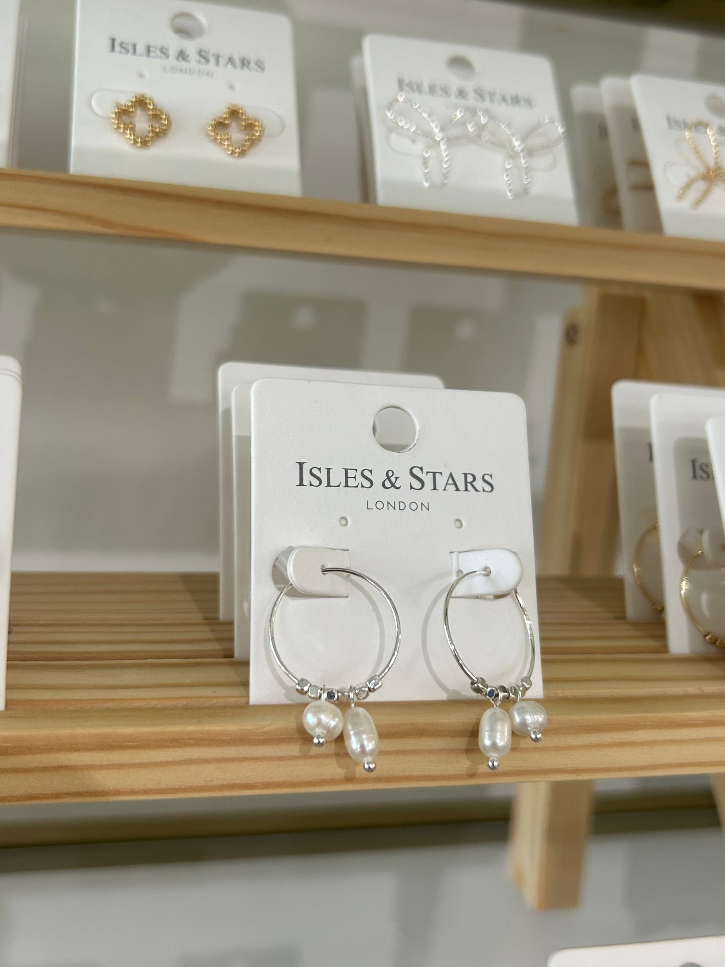 Pearl Hoops  - Silver