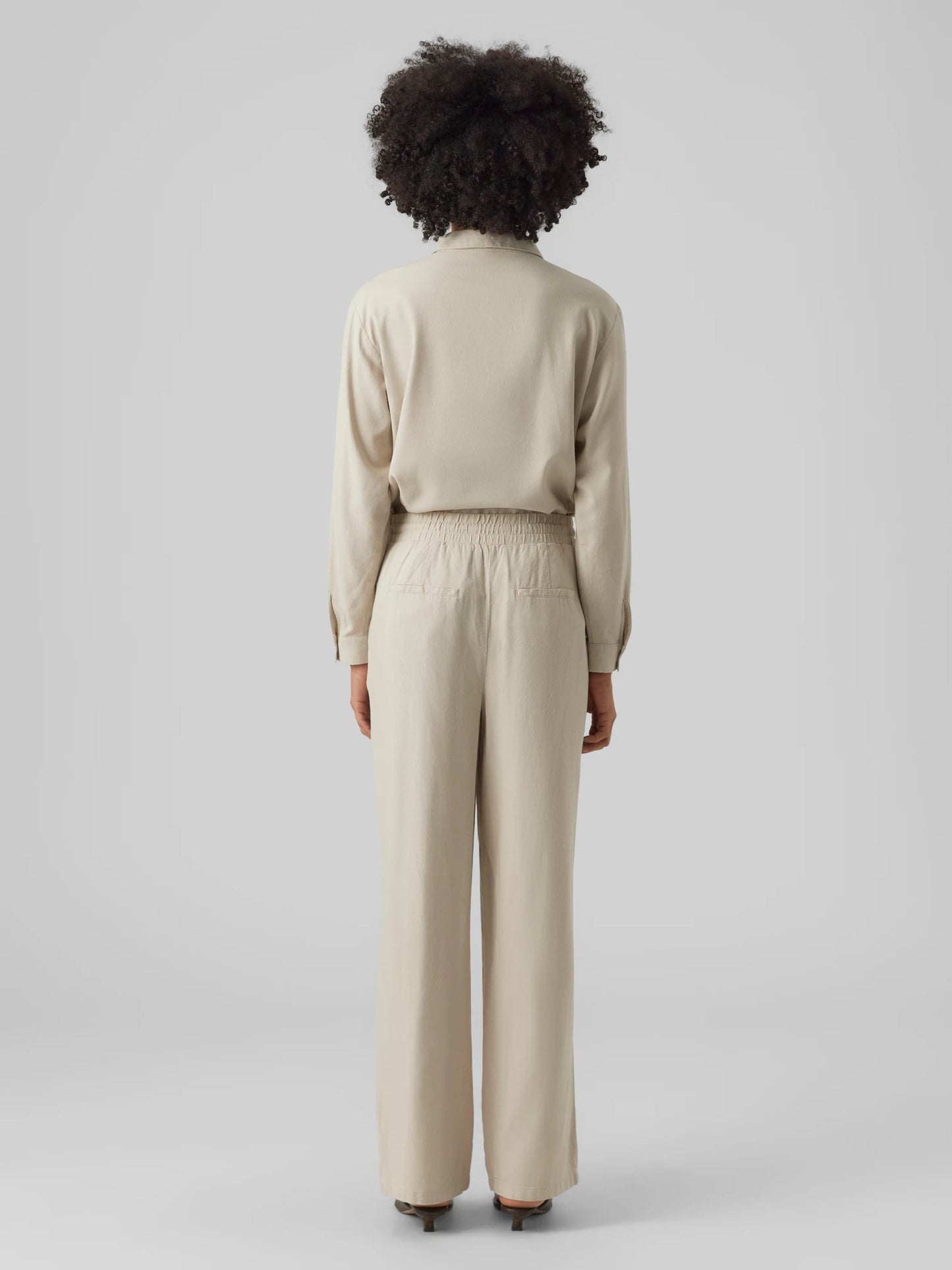 JESMILO WIDE LINEN PANTS - Silver Lining