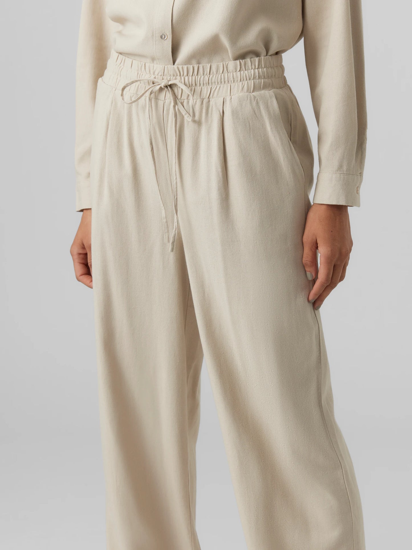 JESMILO WIDE LINEN PANTS - Silver Lining