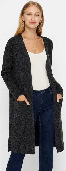 DOFFY LS LONG OPEN CARDIGAN - Charcoal